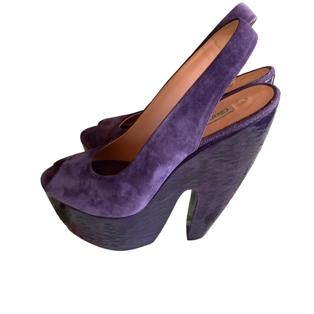 GIANMARCO LORENZI PURPLE SUEDE PLATFORM WEDGE
